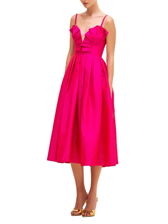 Patbo Pink Taffeta Bloom Midi Dress Us8/Bra40 Nwt